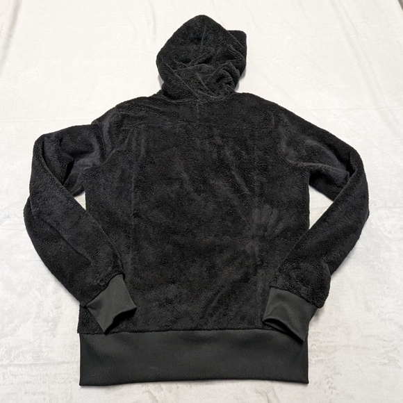 The north face fleece/sherpa fuzzy pullover hooded sweatshirt black Large - Picture 6 of 9